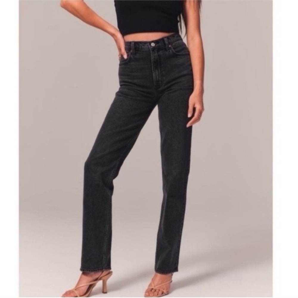 Abercrombie & Fitch 90’s Straight Ultra High Rise Curve Love Black Size 28